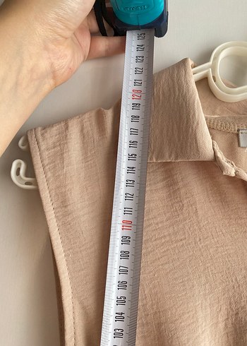 Bej Kemerli Kolsuz Uzun Keten Elbise - Görsel 6