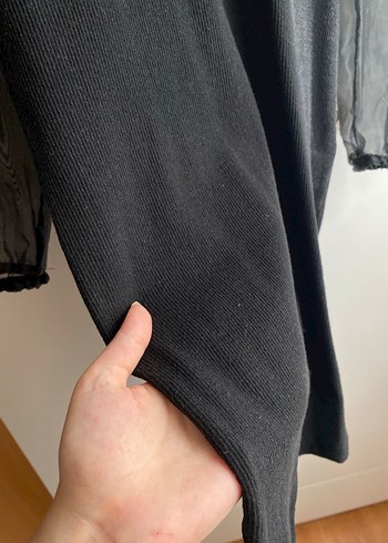 Siyah Uzun Kollu Midi Elbise - Görsel 3