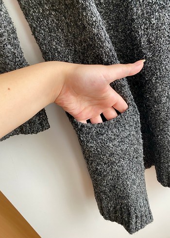 Gri Midi Triko Hırka - Görsel 3