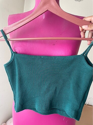 xs Beden yeşil Renk Askılı crop