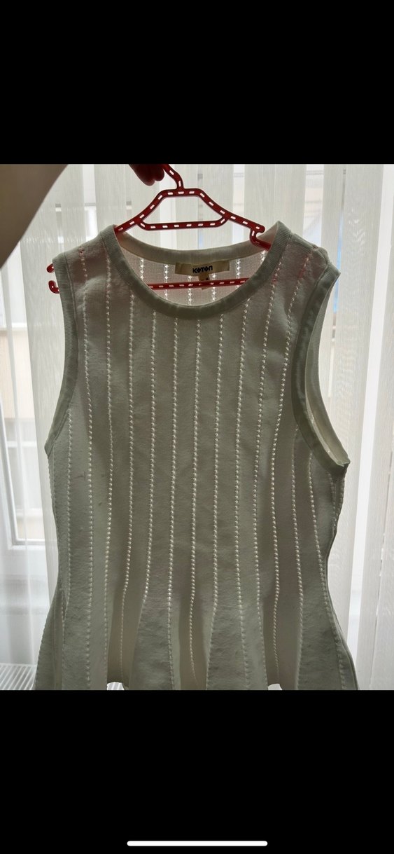 Beyaz Kolsuz Peplum Bluz - Görsel 2