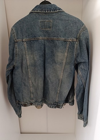 Kadın Mavi Denim Ceket, Düğmeli, Salaş Kesim - Görsel 2