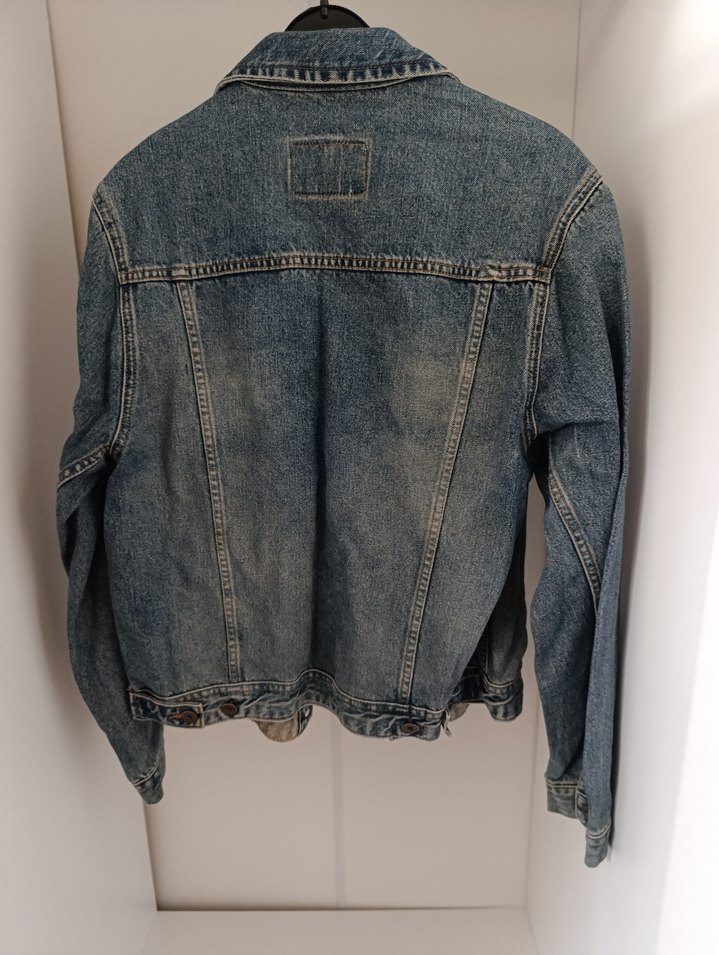 Kadın Mavi Denim Ceket, Düğmeli, Salaş Kesim - Görsel 2