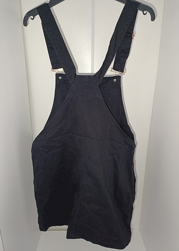 Kadın Siyah Denim Midi Salopet - Görsel 2