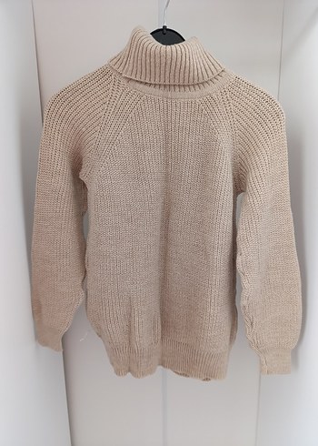 Bej Boğazlı Örgü Kadın Kazak - Görsel 2