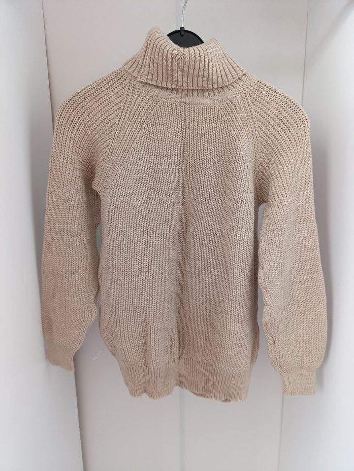 Bej Boğazlı Örgü Kadın Kazak - Görsel 2