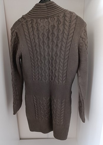 Gri V Yaka Triko Midi Kadın Kazak - Görsel 2