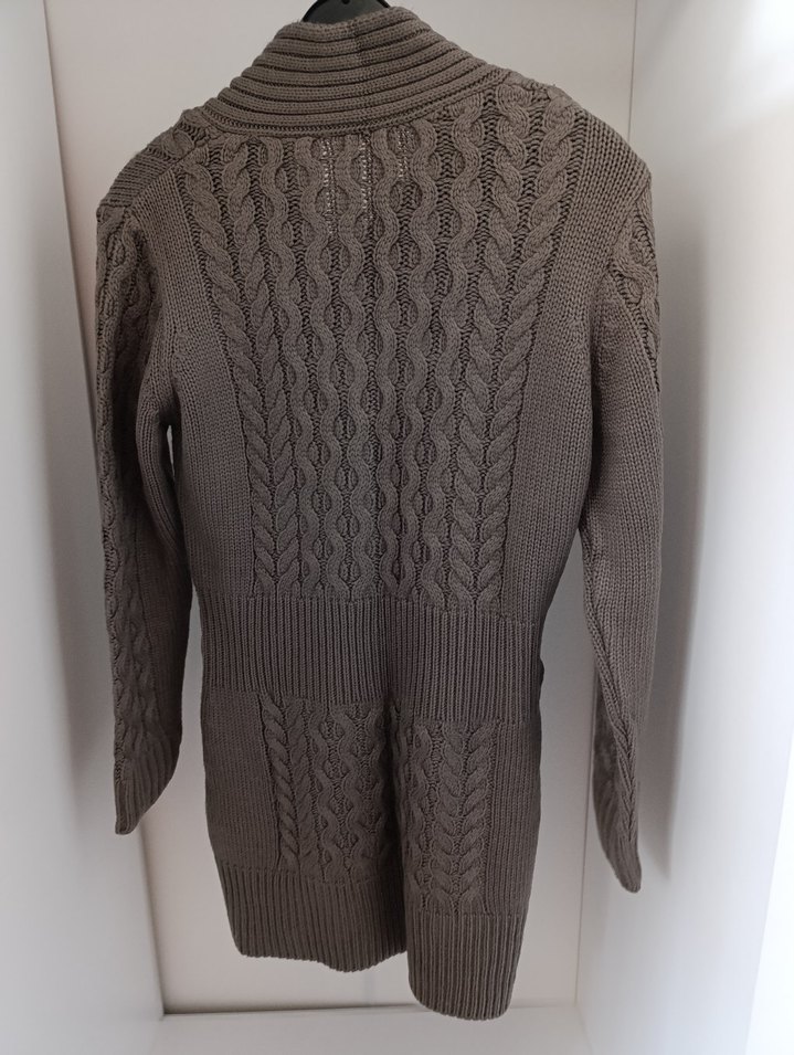 Gri V Yaka Triko Midi Kadın Kazak - Görsel 2