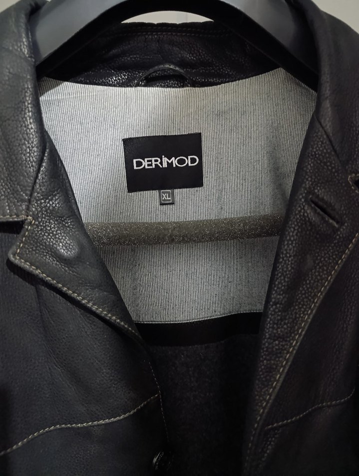 Deri Siyah Düğmeli Erkek Ceket - Görsel 2