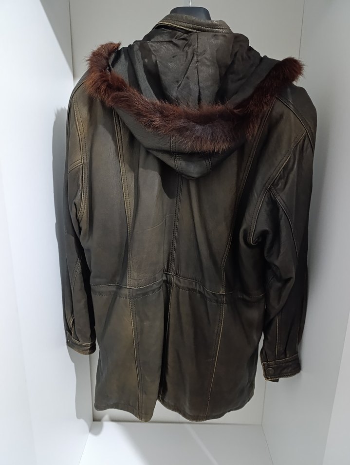 Kahverengi Kürklü Deri Kadın Ceket - Görsel 2