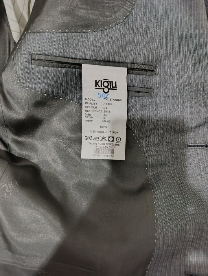 Gri Düğmeli Erkek Takım Elbise - Görsel 5