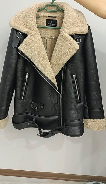 Stradivarius Suni Kürklü Biker Ceket
