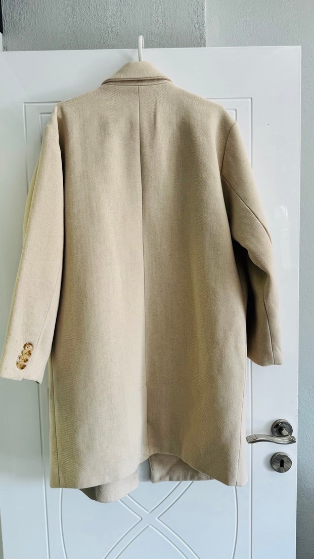 Pull&Bear Bej Midi Kadın Kaban - Görsel 4