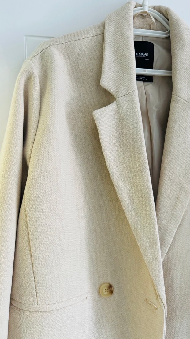 Pull&Bear Bej Midi Kadın Kaban - Görsel 2