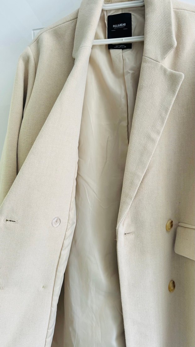 Pull&Bear Bej Midi Kadın Kaban - Görsel 3