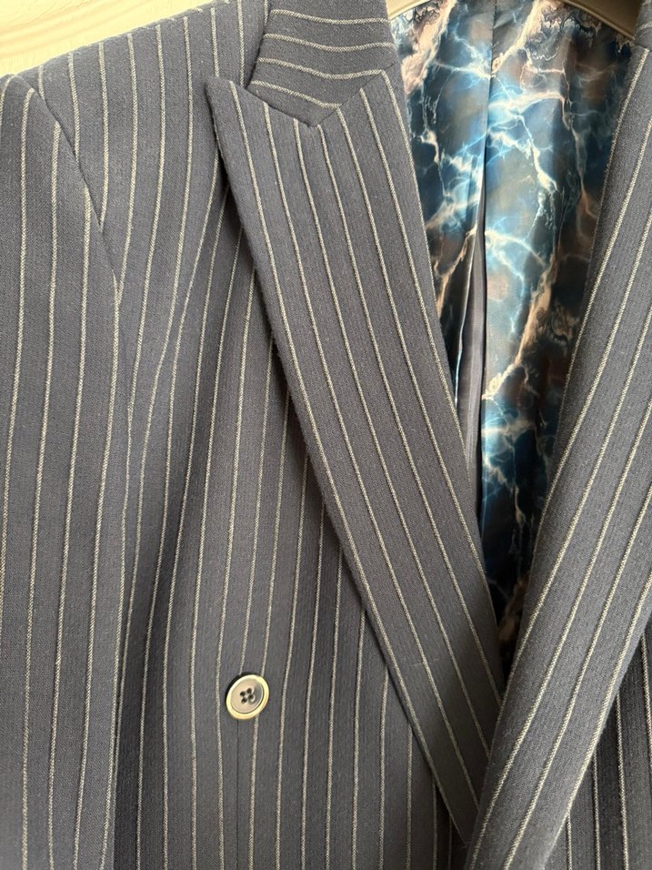 Paulmark Lacivert Çizgili Erkek Takım Elbise - Görsel 2