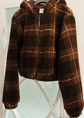 Pull&bear Kareli Peluş Kadın mont - Görsel 2