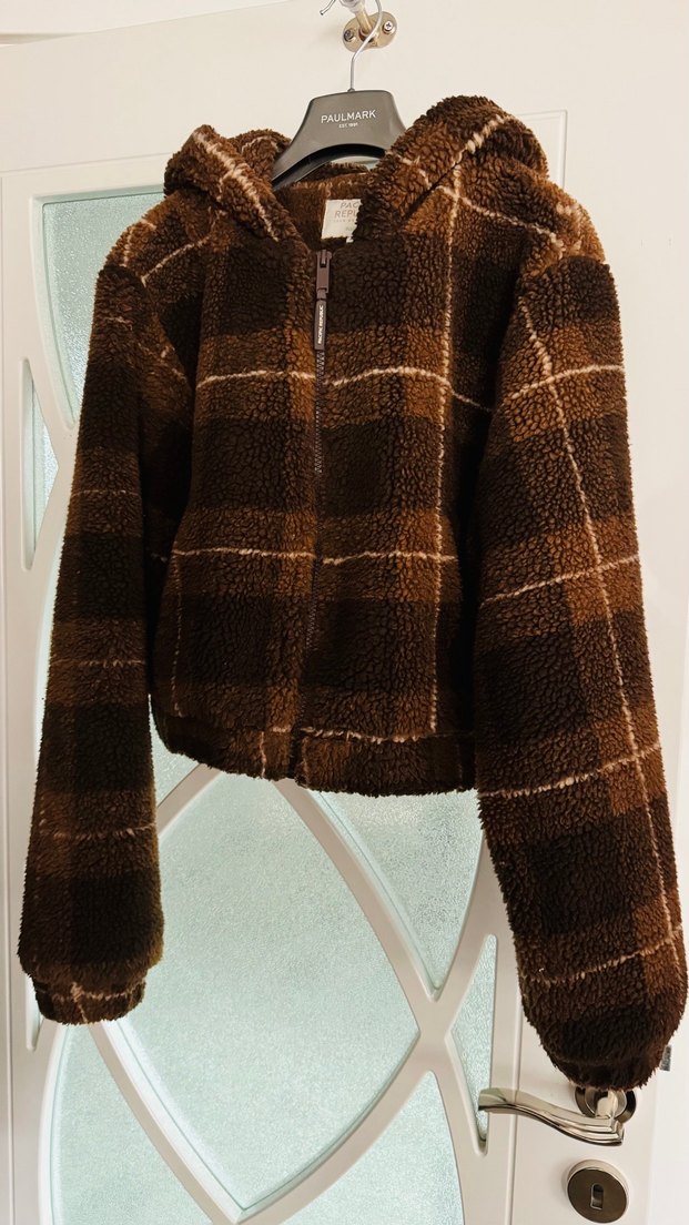 Pull&bear Kareli Peluş Kadın mont - Görsel 2