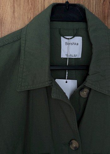 Bershka Düğmeli Salaş Kesim Haki Kadın Ceket - Görsel 2