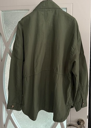 Bershka Düğmeli Salaş Kesim Haki Kadın Ceket - Görsel 5