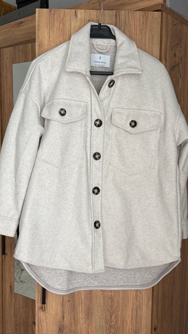 Düğmeli Bej Yün Midi Kadın Kaban - Görsel 2