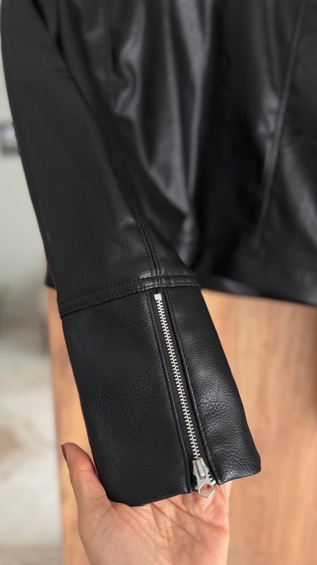 H&M Kadın Deri Biker Ceket - Görsel 4