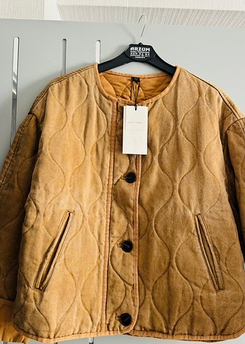 Zara yıkanmış görünümlü kapitone ceket - Görsel 3