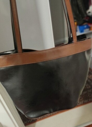Siyah-Kahverengi Deri Kol Çantası - Görsel 5