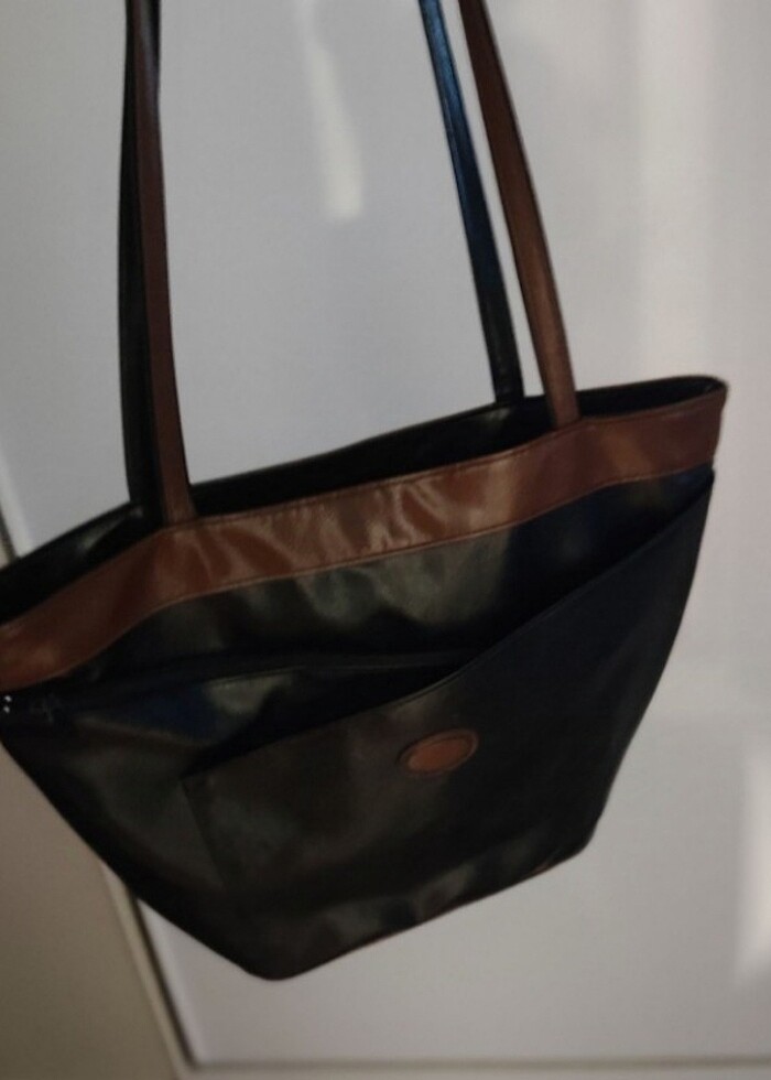 Siyah-Kahverengi Deri Kol Çantası - Görsel 3