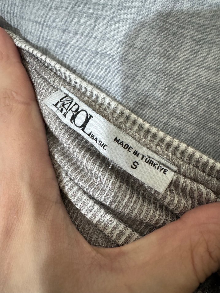 Gri Uzun Kollu Kadın Body - Görsel 3