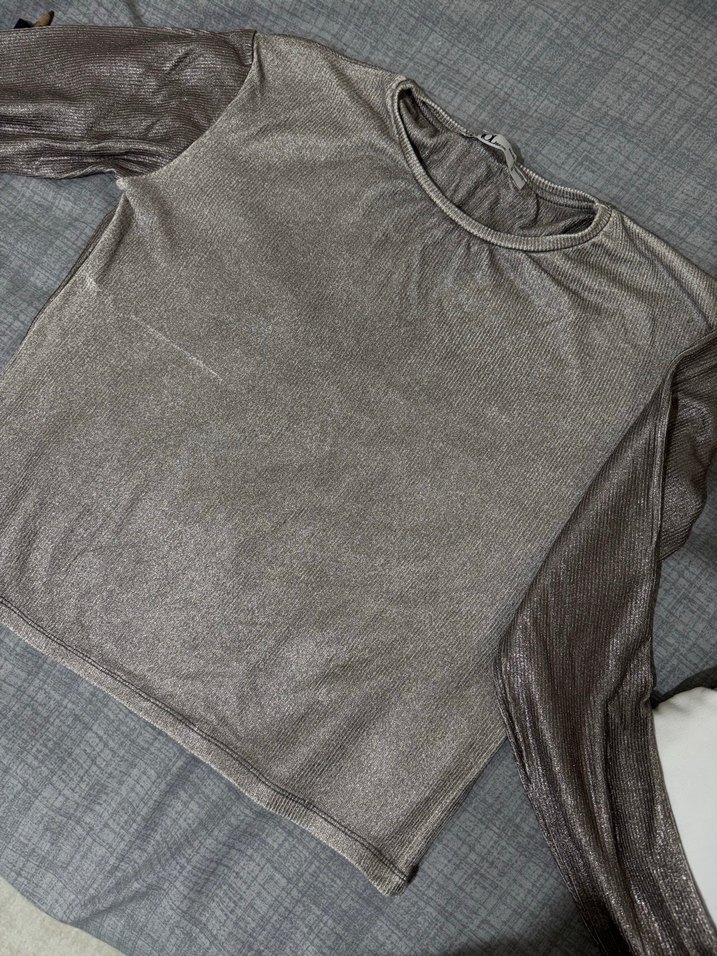 Gri Uzun Kollu Kadın Body - Görsel 2