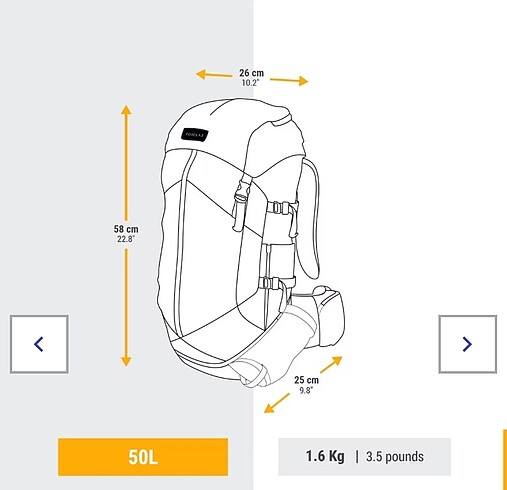 Beden Decathlon 50 lt kamp çantası