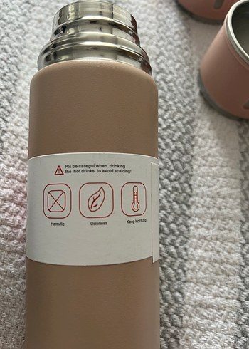 Pembe Termos Şişesi ve Bardak Seti - Görsel 3