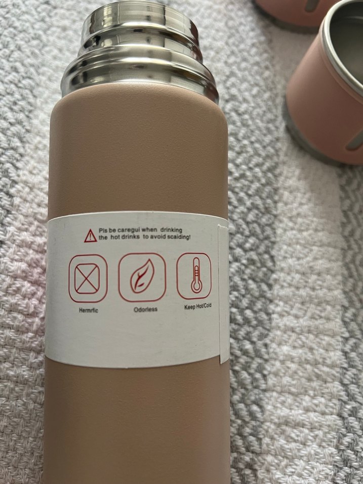 Pembe Termos Şişesi ve Bardak Seti - Görsel 3