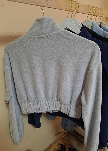 s Beden gri Renk Peluş crop ceket