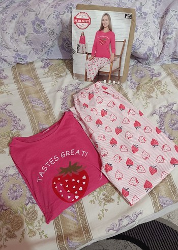 xl Beden Baskılı uzun kolu Pijama Takımı