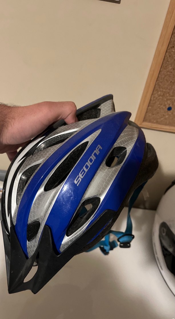 Mavi Gri Baskılı Biker Motosiklet Kaskı Sedona - Görsel 4