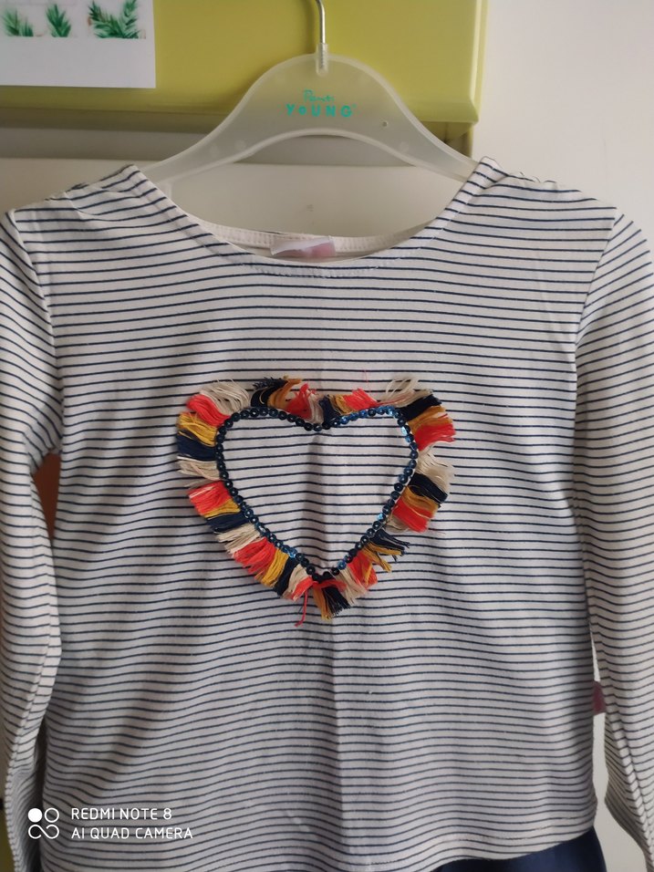 Kız Çocuk Çizgili Uzun Kollu Tişört - Görsel 2