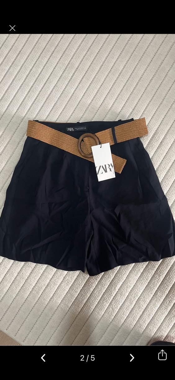 Siyah Kemerli Mini Bermuda Şort - Görsel 2