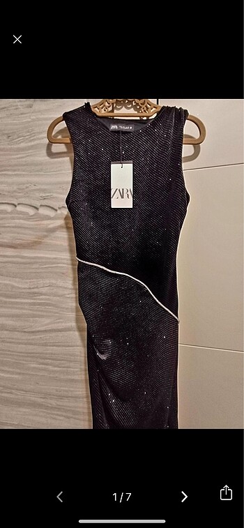 Zara Taşlı Kadife Elbise