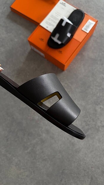 45 Beden siyah Renk Hermes ALL BLACK Terlik