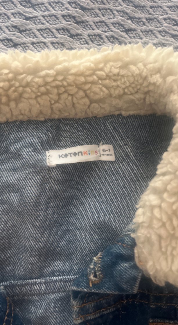 Düğmeli Mavi çocuk  Kot Ceketi - Görsel 2