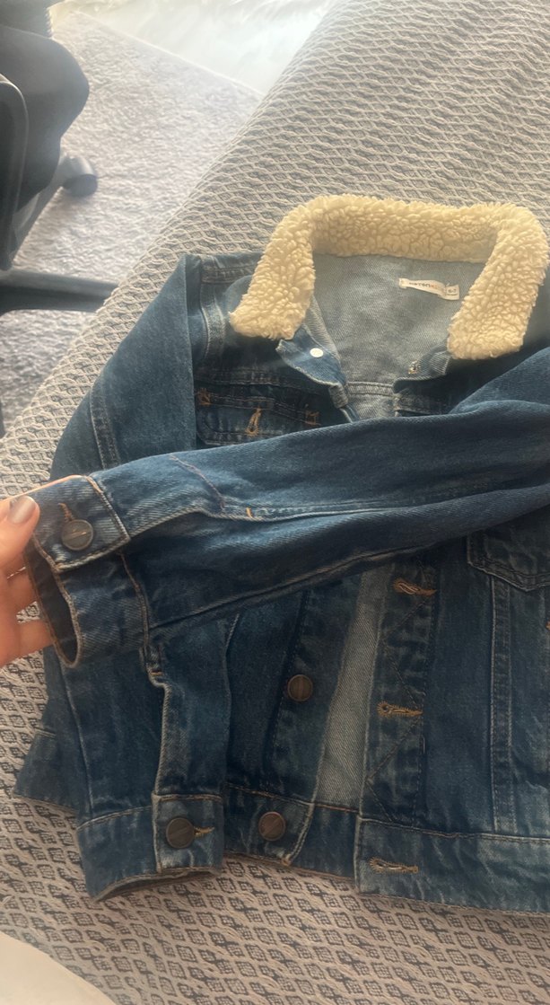 Düğmeli Mavi çocuk  Kot Ceketi - Görsel 3