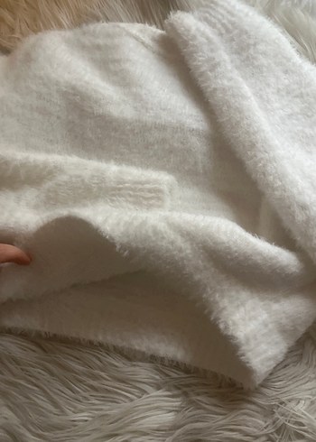 Beyaz Örgü Kadın Triko Kazak CROP kazak . Harika - Görsel 4