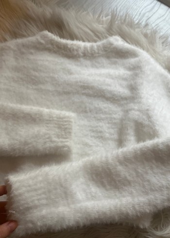 Beyaz Örgü Kadın Triko Kazak CROP kazak . Harika - Görsel 2