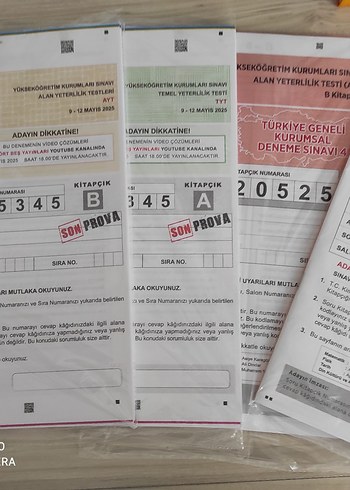 AYT ve TYT Son Prova Deneme Sınavı Kitapçıkları