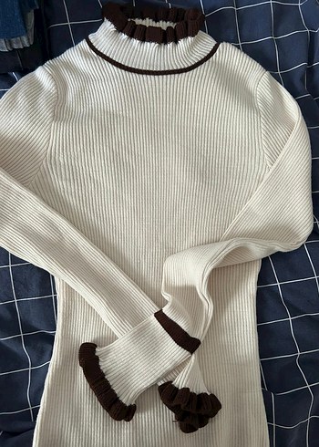 Beyaz Boğazlı Triko Kadın Kazak - Görsel 2