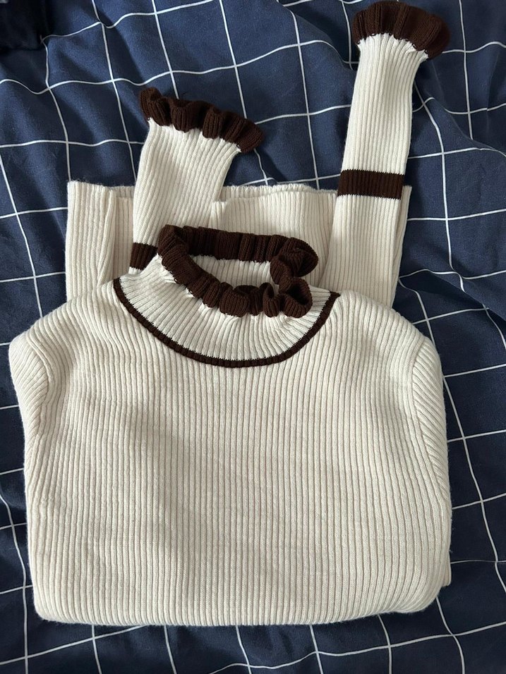 Beyaz Boğazlı Triko Kadın Kazak - Görsel 3