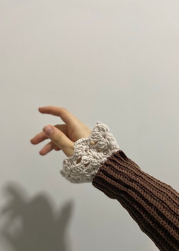 Dantel Detaylı Örgü Kadın Eldiveni - Görsel 2