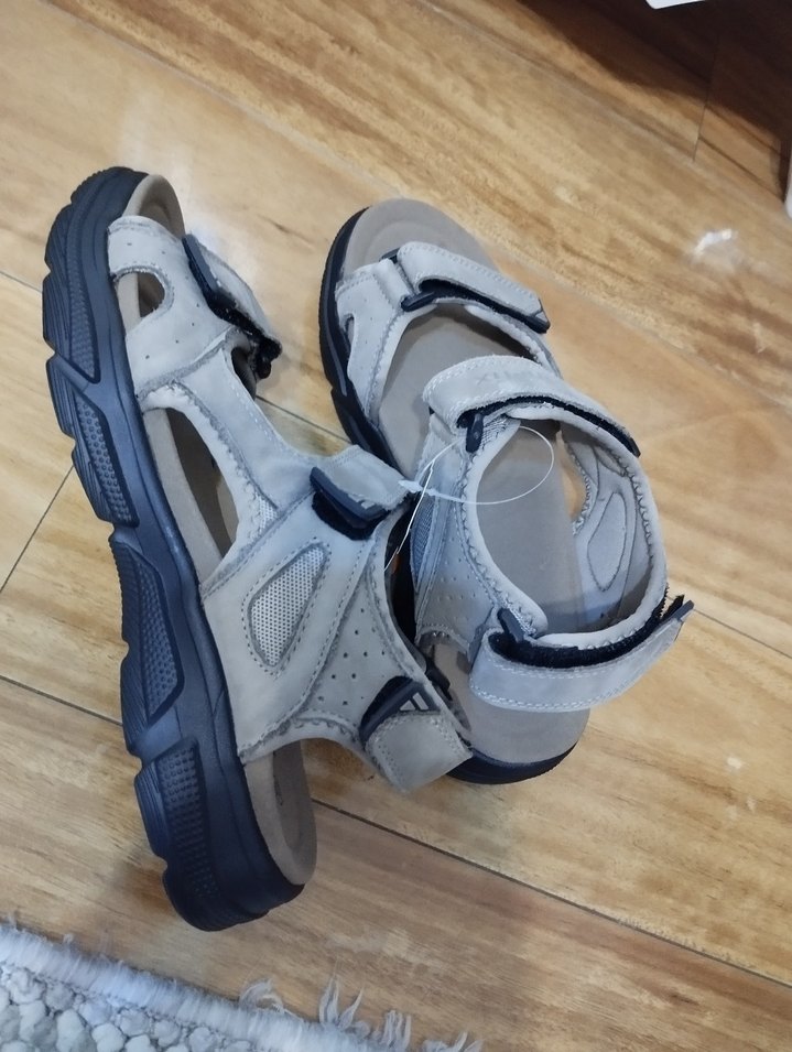 Gri Erkek Kayışlı deri Kinetix Sandalet - Görsel 4